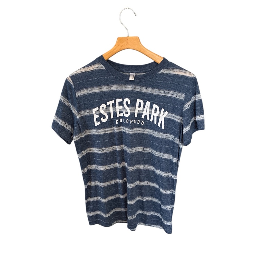 Estes Park Colorado Unisex Striped Blue Short Sleeve T-Shirt Medium